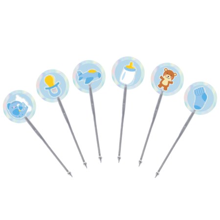12 Cupcake Deko-Stecker - Baby-Boy